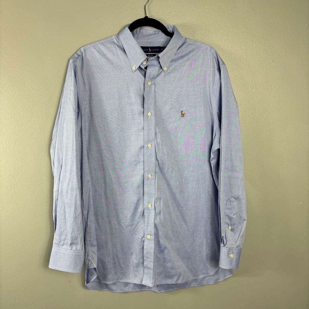 Ralph Lauren Easy Care Blue Button Down Size 17x34/35‎